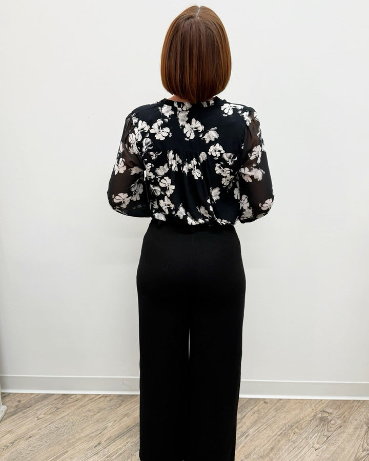 Khelan Long Sleeve Sheer Floral BlouseLM8J18VG1P92