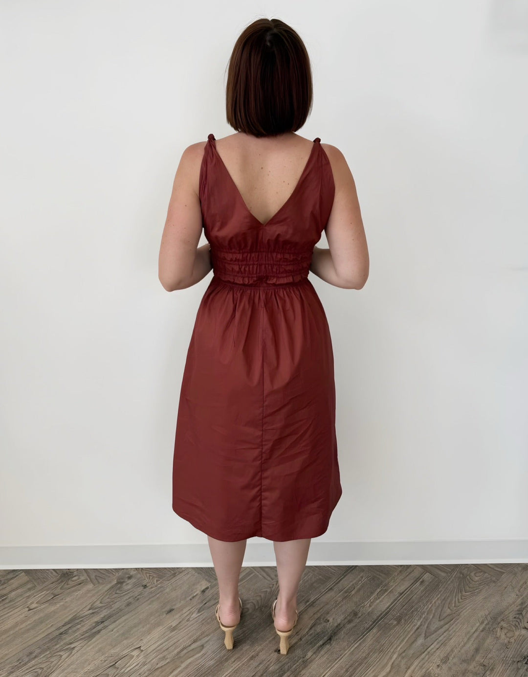Kiersten Embellished Sleeveless Smocked Midi Dressdress