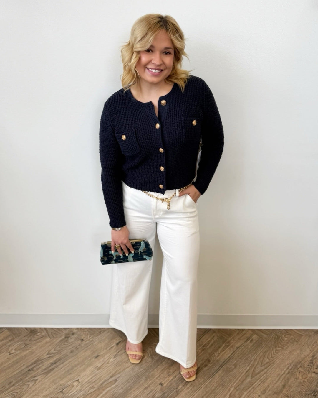 Kyla Knit Cardigan with Gold Buttonscardigan