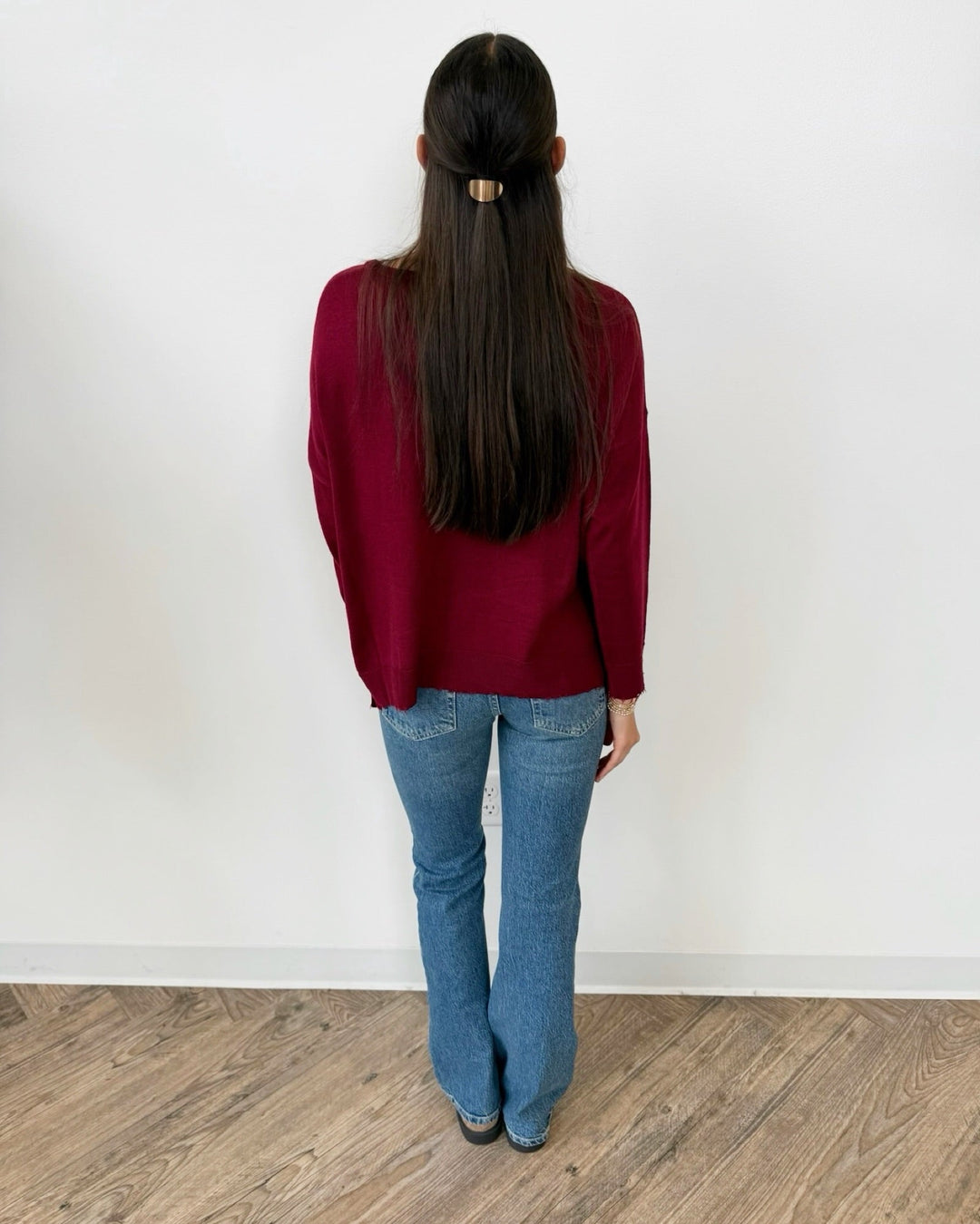 Lawson Long Sleeve Knit with Distressed Hemlinelong sleeve knit