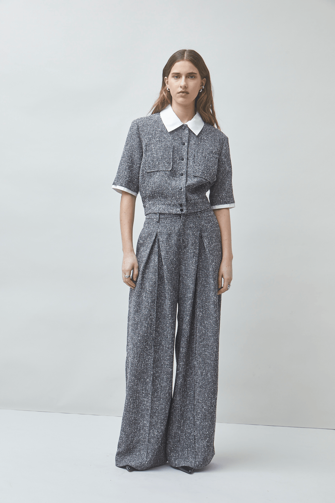 Lazar Textured Knit Wide Leg Trouserswide leg trouser