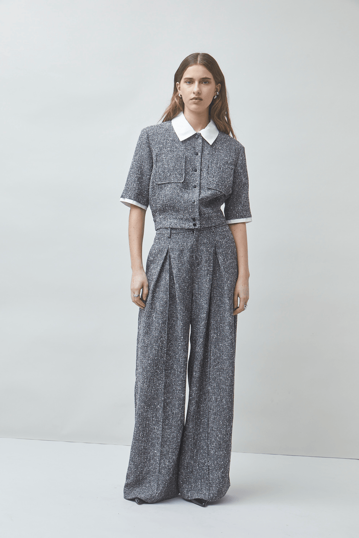 Lazar Textured Knit Wide Leg Trouserswide leg trouser