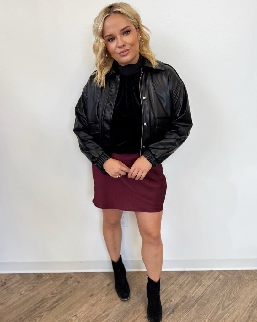 Lazra Faux Leather Bomber Jacket/ FREE SHIPPING – The TLB Boutique