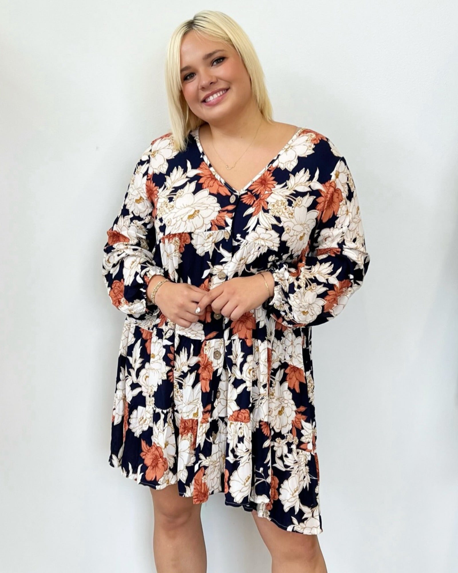 Leona Floral Print Babydoll DressDress