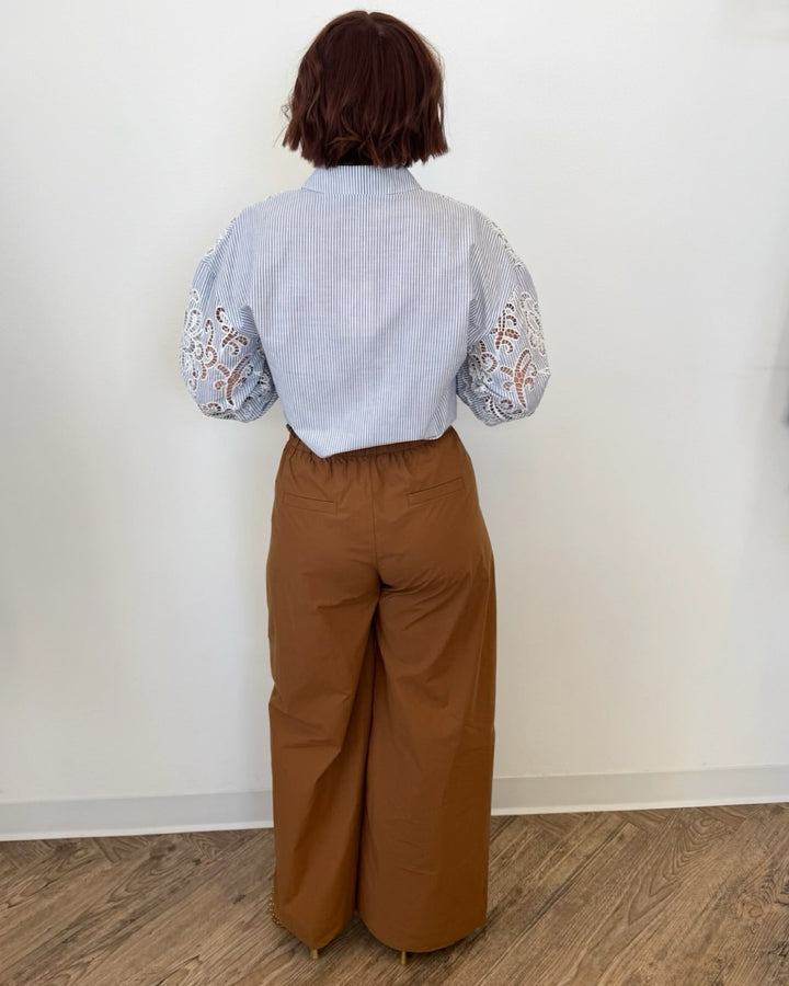 Leticia Lace Blouse with Pintuck Stripesbutton down shirt