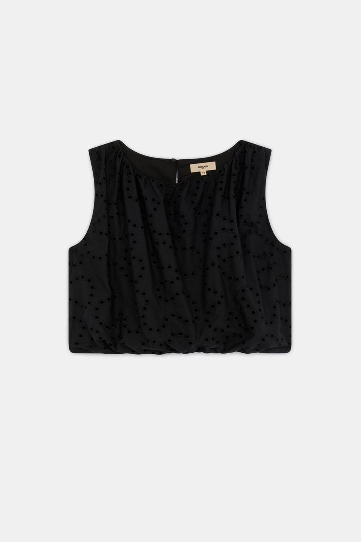 Lisa Sleeveless Eyelet Bubbled Hem Topsleeveless top