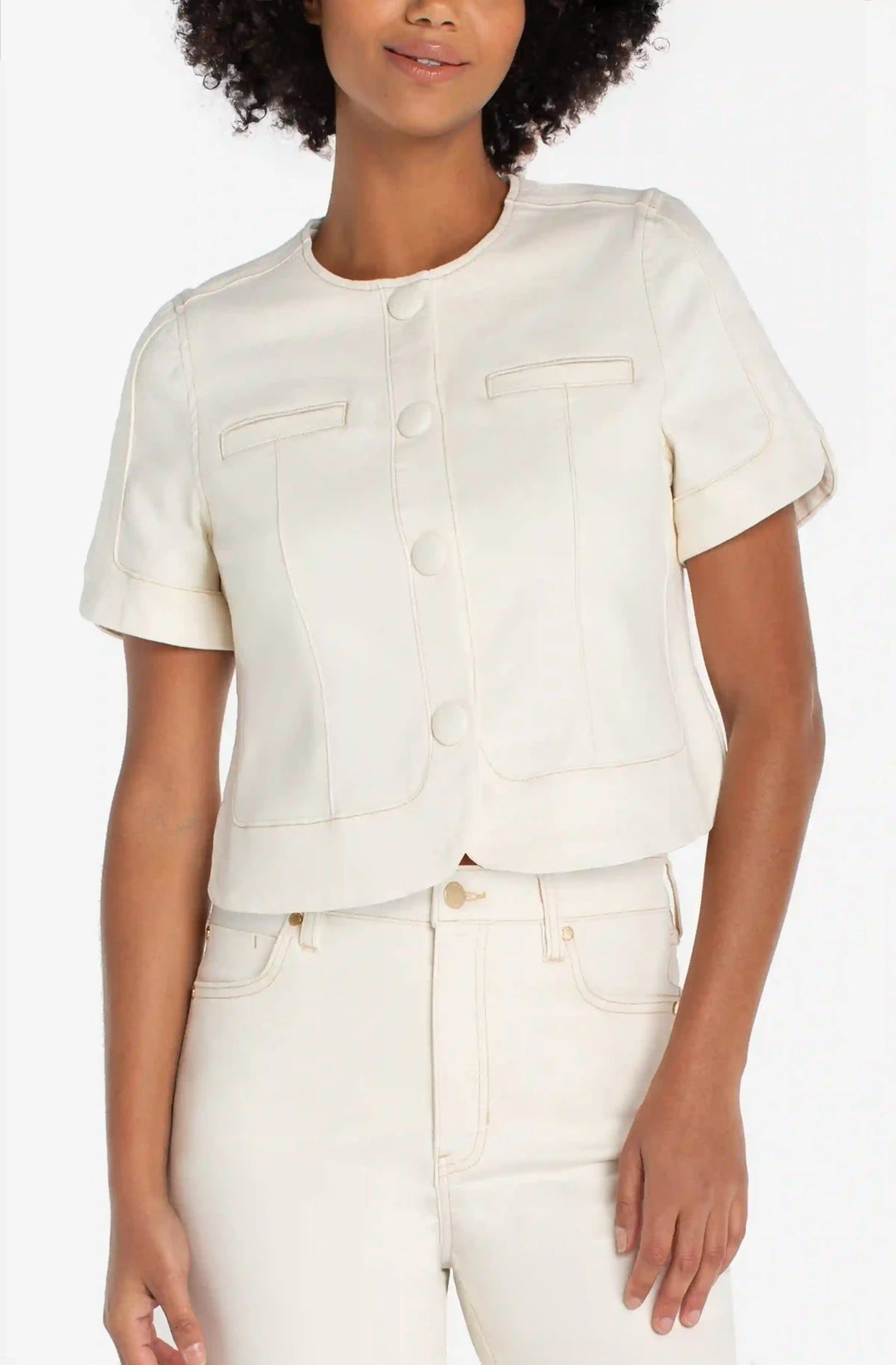 Liverpool Collarless Short Sleeve Cropped JacketLM1C58QE8