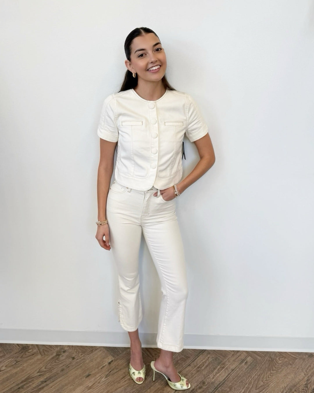 Liverpool Collarless Short Sleeve Cropped JacketLM1C58QE8