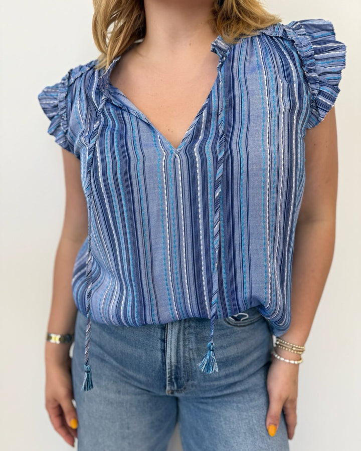 Liverpool Flutter Sleeve Woven Top with TiesLM8L04CF4