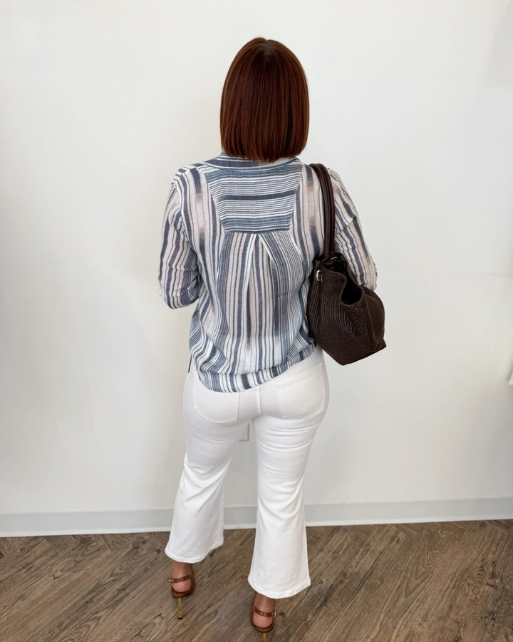 Liverpool Long Sleeve Button Front Woven Shirt with Back SeamingLM8621WV93P1