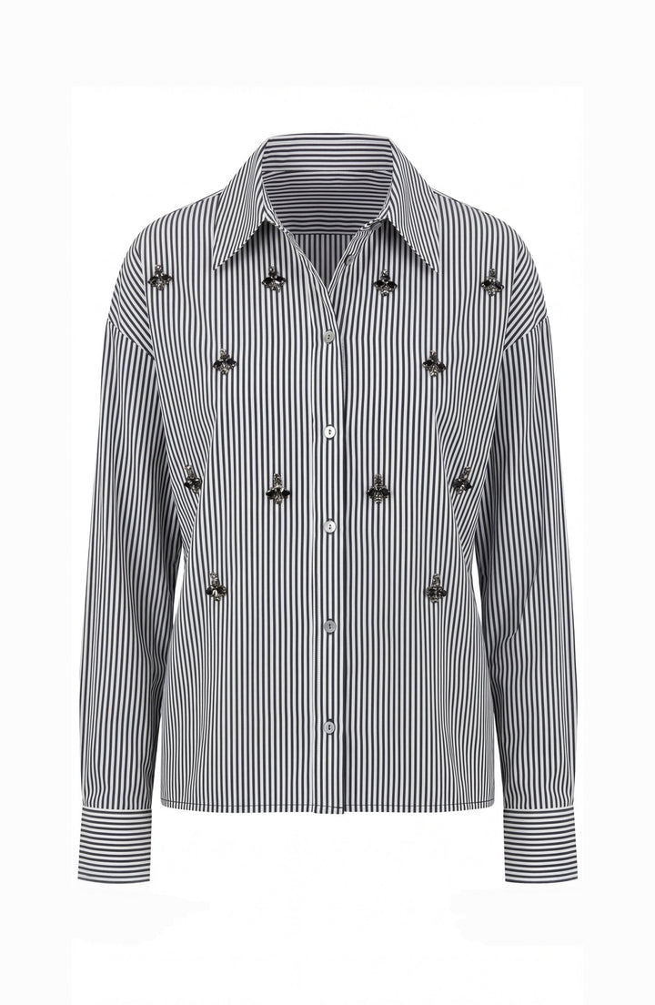 Liverpool Long Sleeve Button Front Woven Shirt with EmbellishmentsLM8L51G52