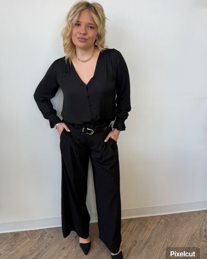 Liverpool Long Sleeve Button Front Woven Top with SmockingLM8K97PS3