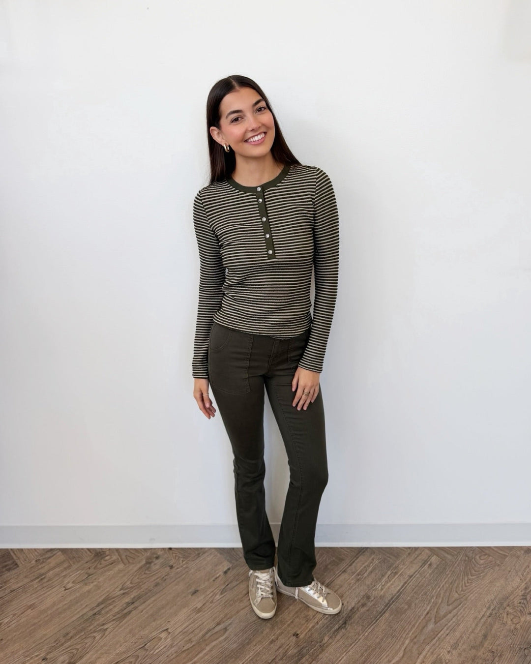 Liverpool Long Sleeve Knit Henley Top with Sweater TrimLM8M85KB40