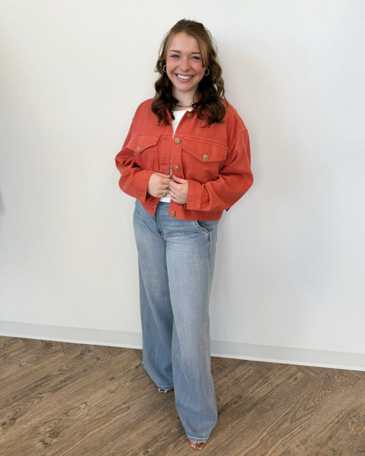 Liverpool Oversized Crop Denim JacketLM1C51QTA