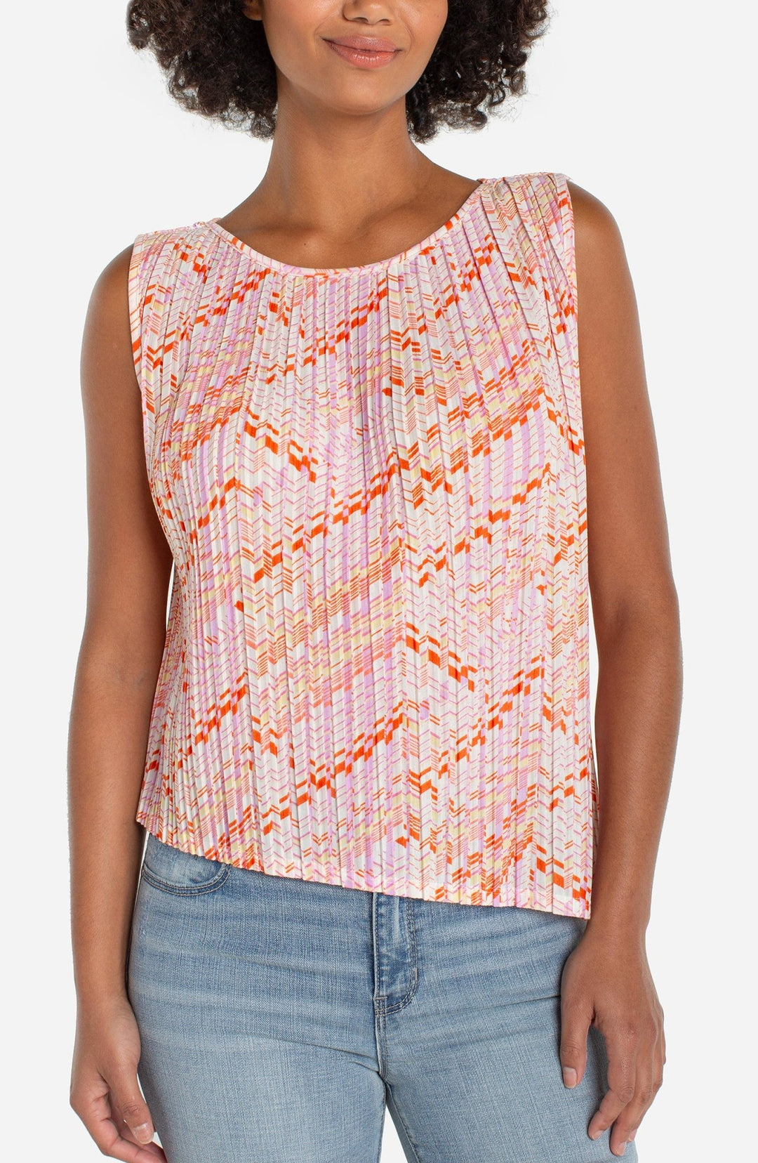 Liverpool Sleeveless Crewneck Asymmetrical Hem Knit TopLM8K35PK7P90