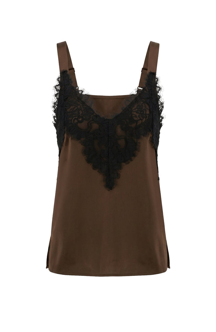Liverpool Sleeveless Woven Top with LaceLM8L57PS6