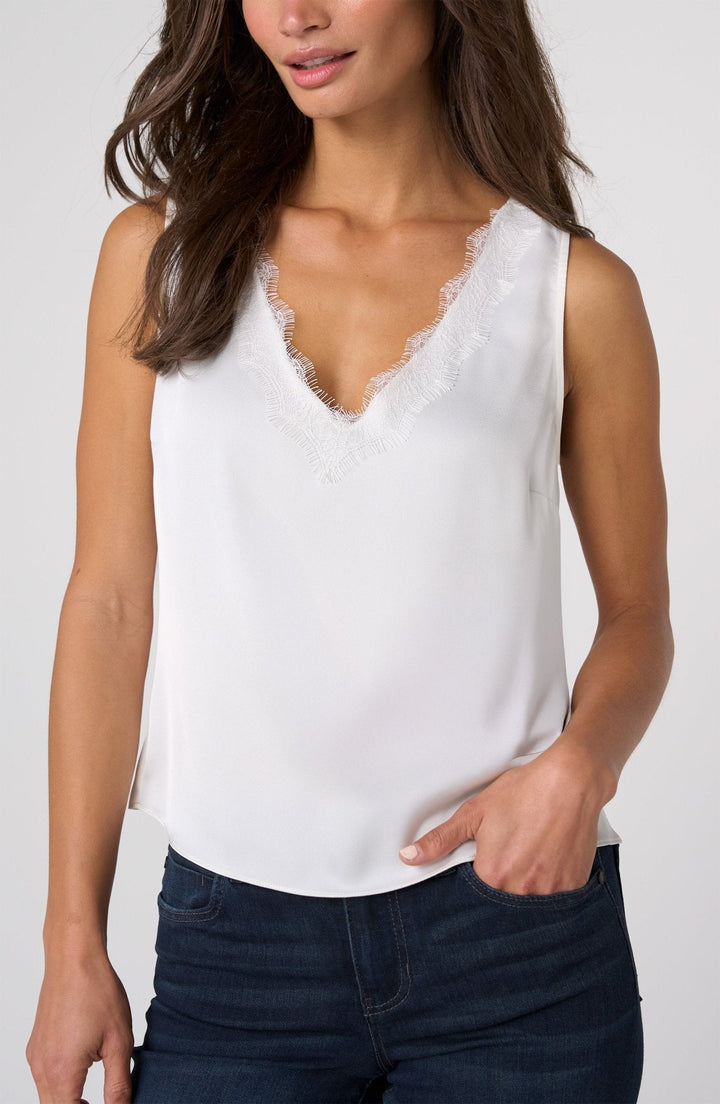 Liverpool V-Neck Woven Tank with Lace TrimLM8M20PS6