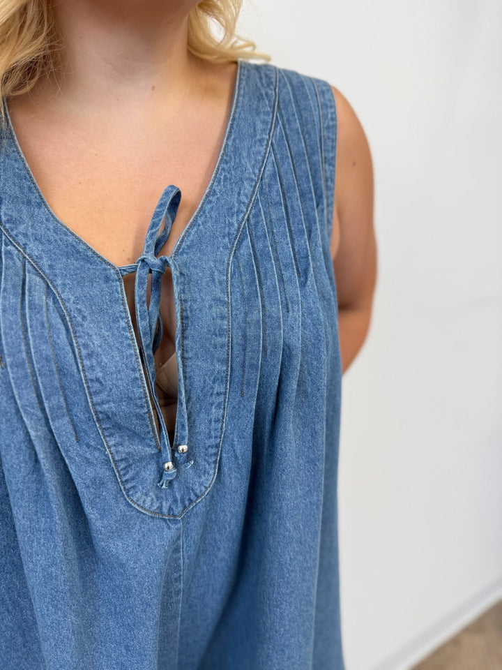 Lorah Sleeveless Denim RomperRomper