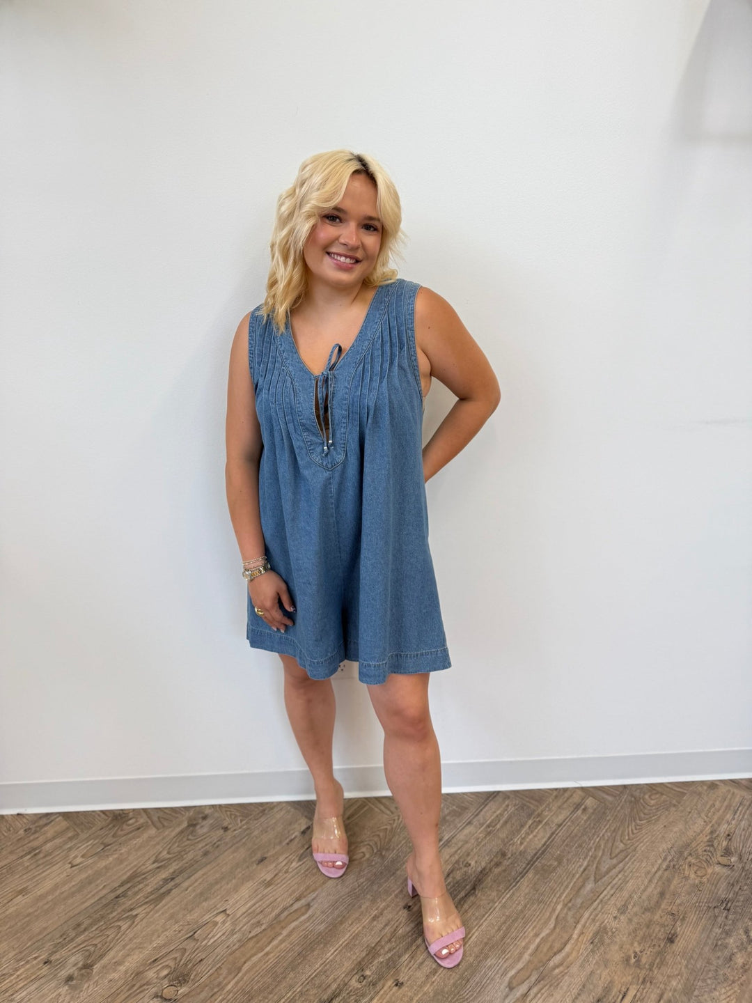 Lorah Sleeveless Denim RomperRomper