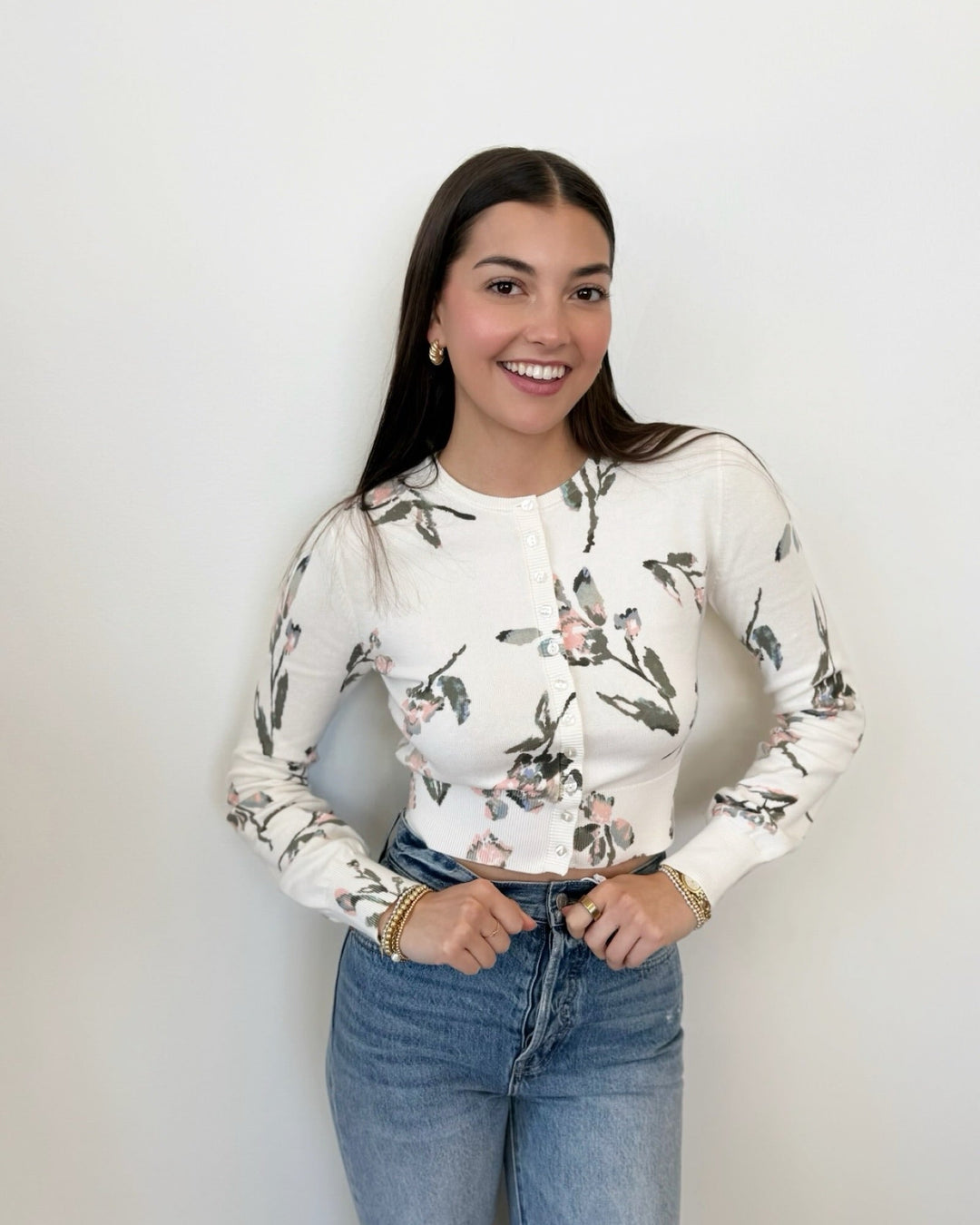 Lotte Floral Print Cropped Cardigancardigan