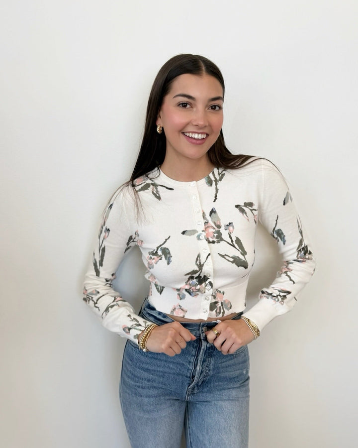 Lotte Floral Print Cropped Cardigancardigan