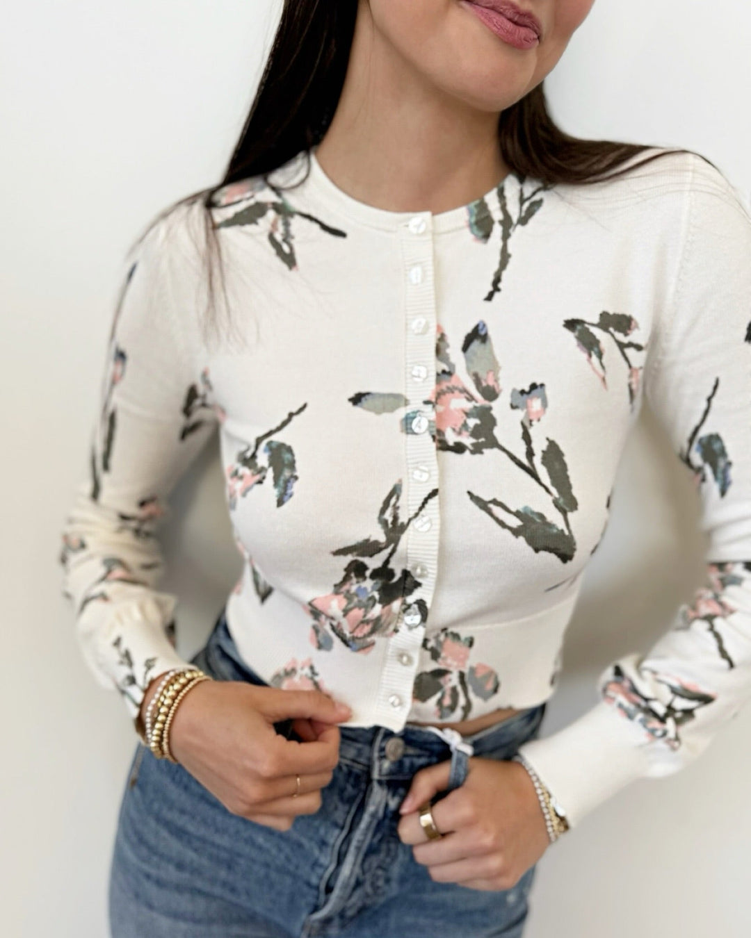 Lotte Floral Print Cropped Cardigancardigan