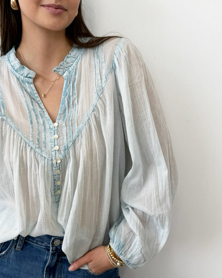 Lovana Chambray Long Sleeve Blouselong sleeve blouse