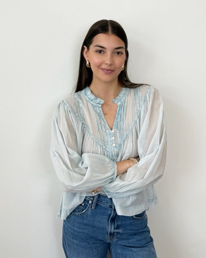 Lovana Chambray Long Sleeve Blouselong sleeve blouse