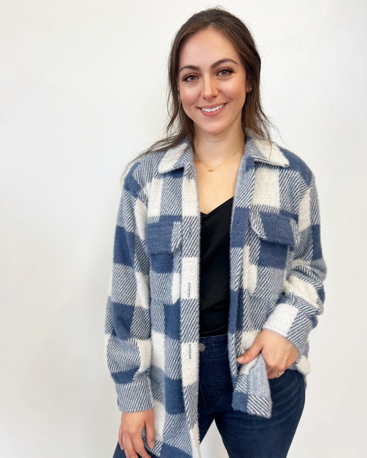 Maiko Plaid Knit Trucker JacketJacket