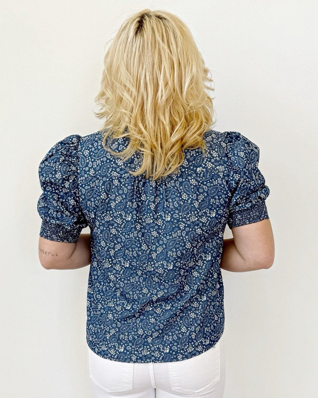 Maisie Chambray Short Sleeve Button Down TopTop