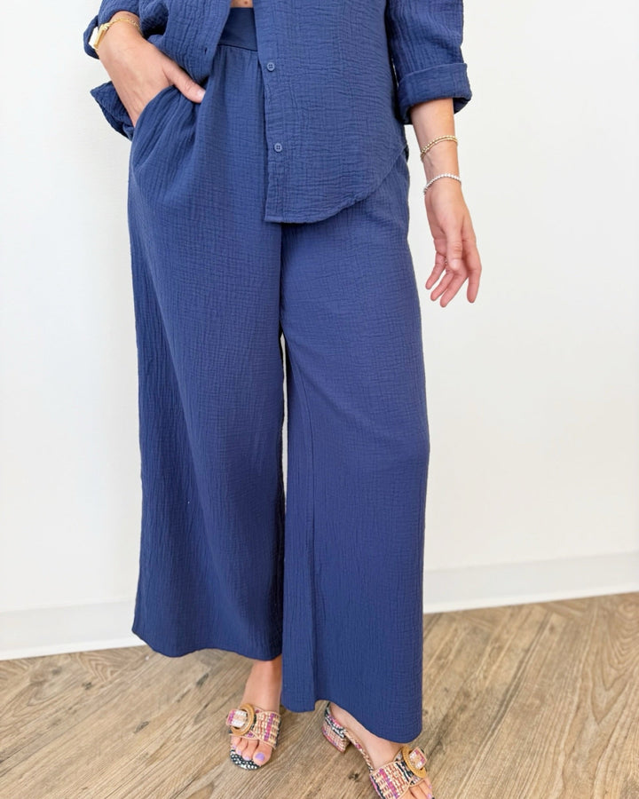 Marcello Pull on Wide Leg Gauze Pantpull on pant