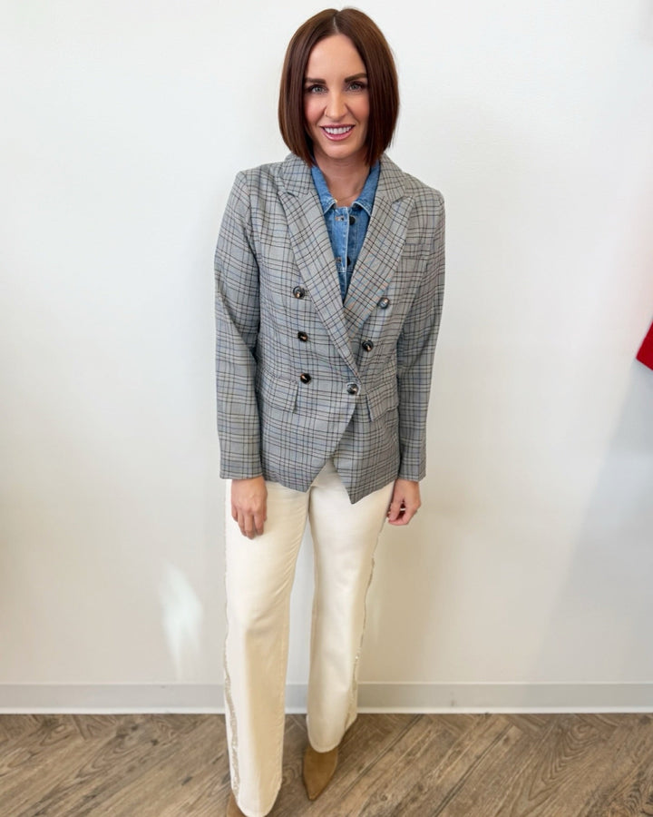 Margo Plaid Blazer with Removable Denim InsertBlazer