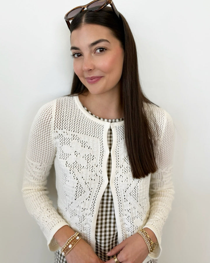 Marigold Mesh Stitch Sweater Jacketlong sleeve knit