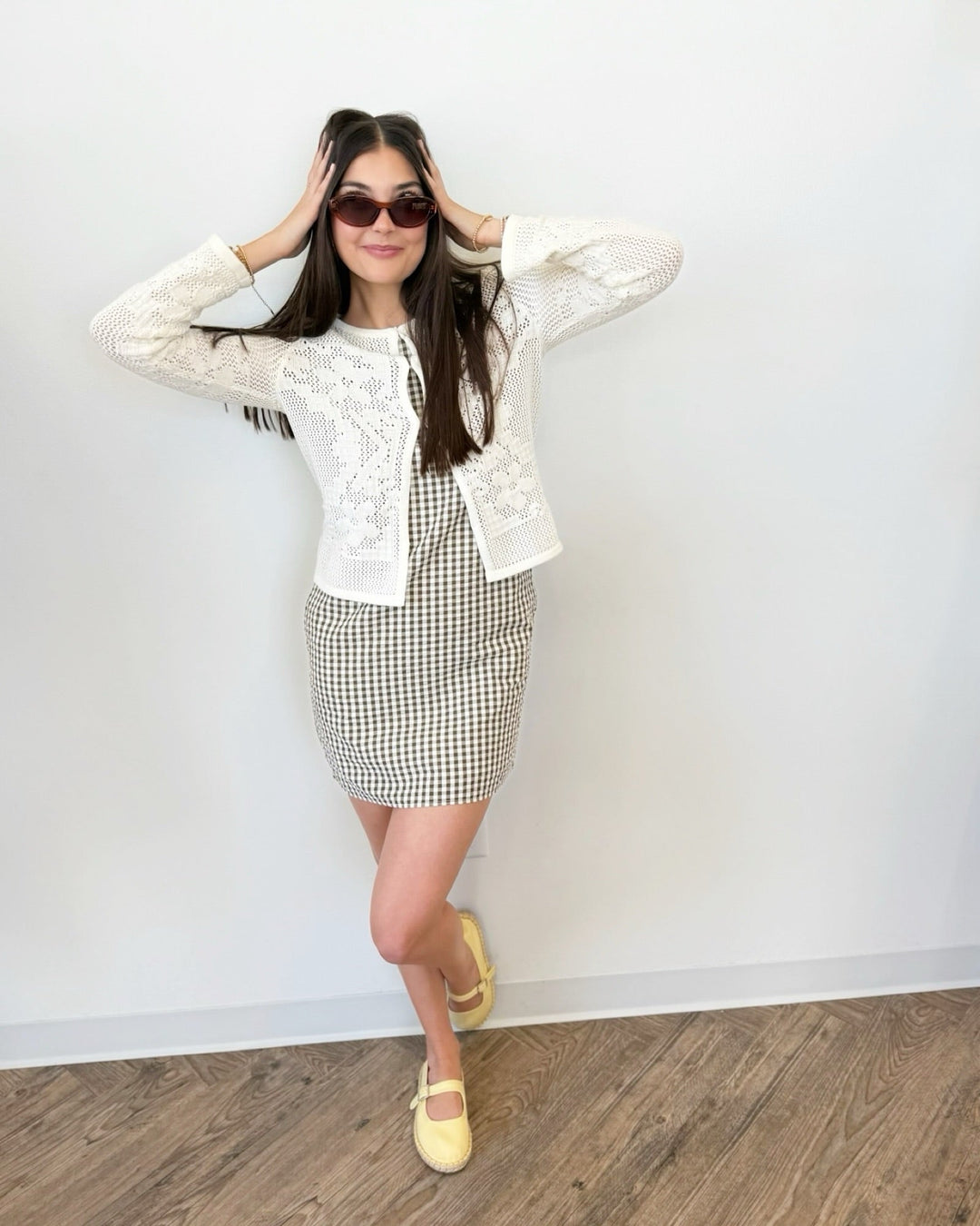 Marigold Mesh Stitch Sweater Jacketlong sleeve knit