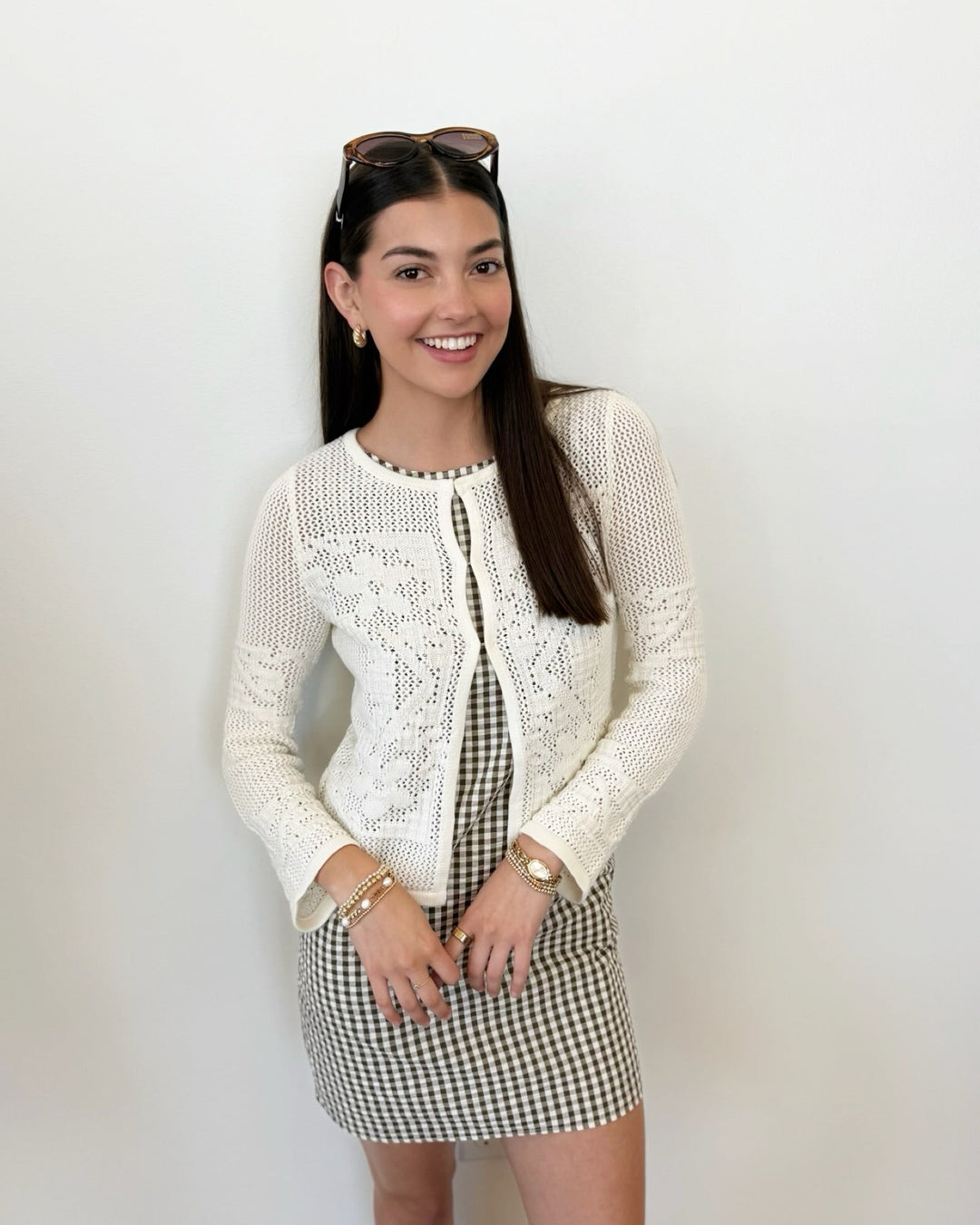 Marigold Mesh Stitch Sweater Jacketlong sleeve knit