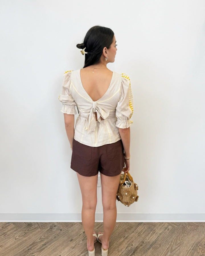 Marine Layer Linen Drawstring Shortpull on short