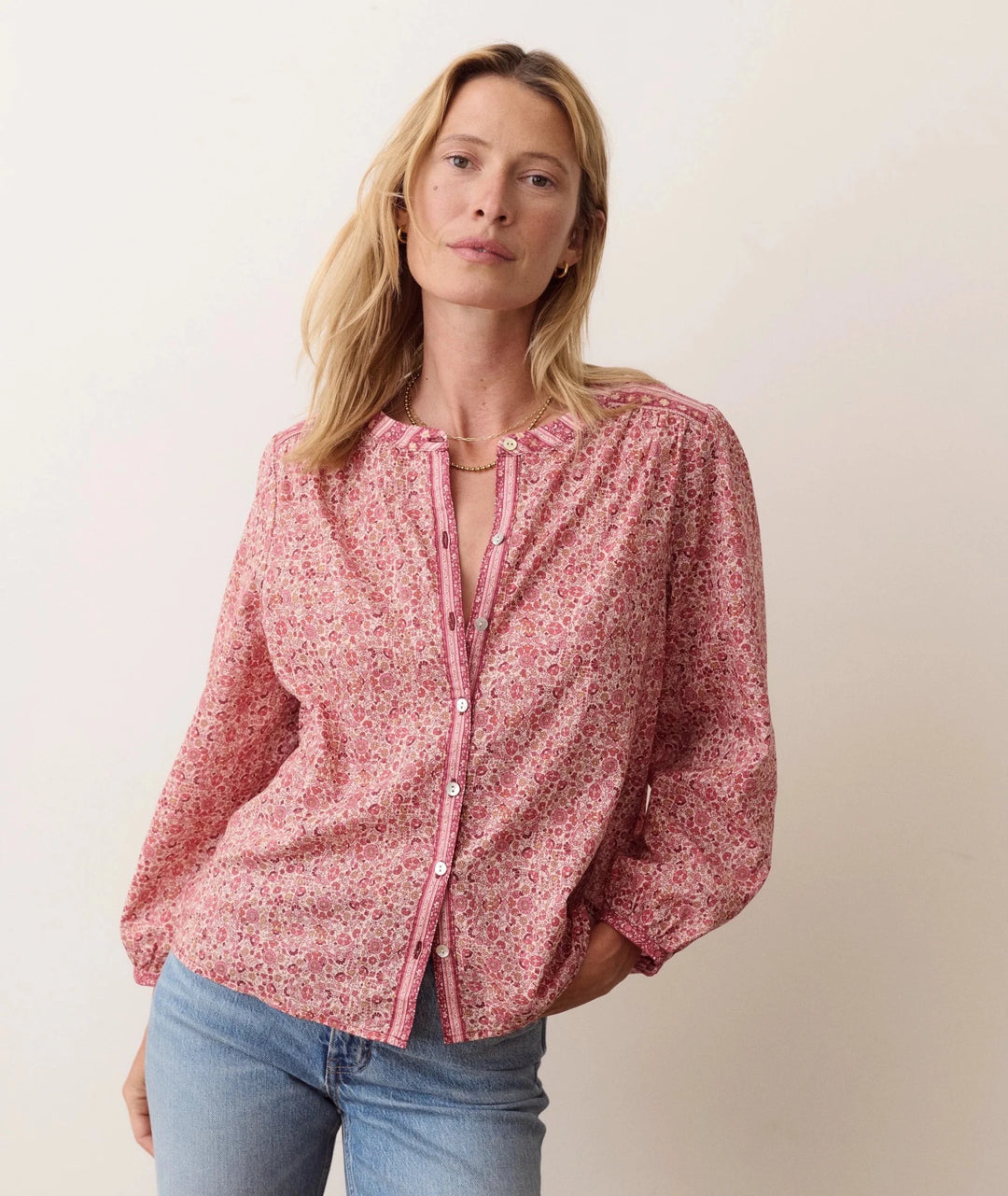 Marine Layer Vivian Button Through Blouselong sleeve blouse