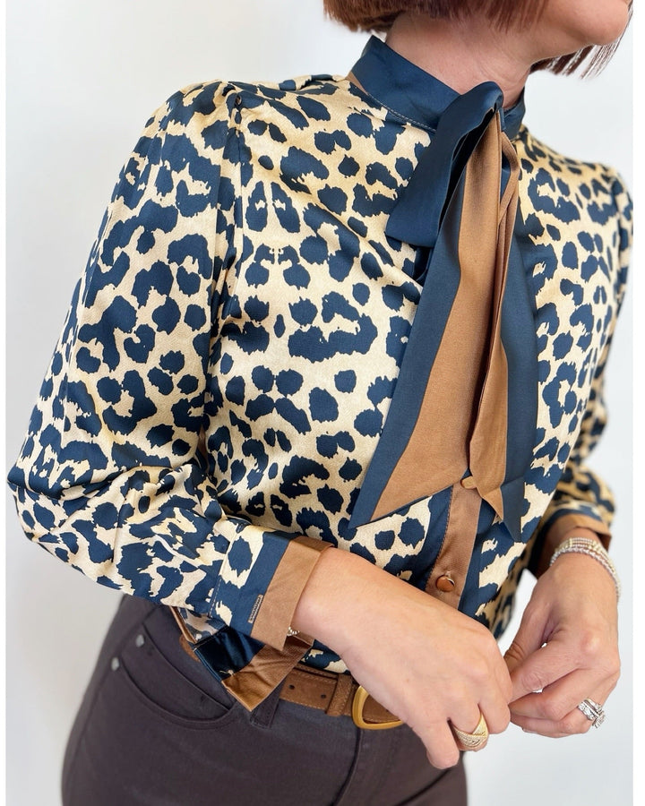 Markel Cheetah Print Long Sleeve BlouseBlouse