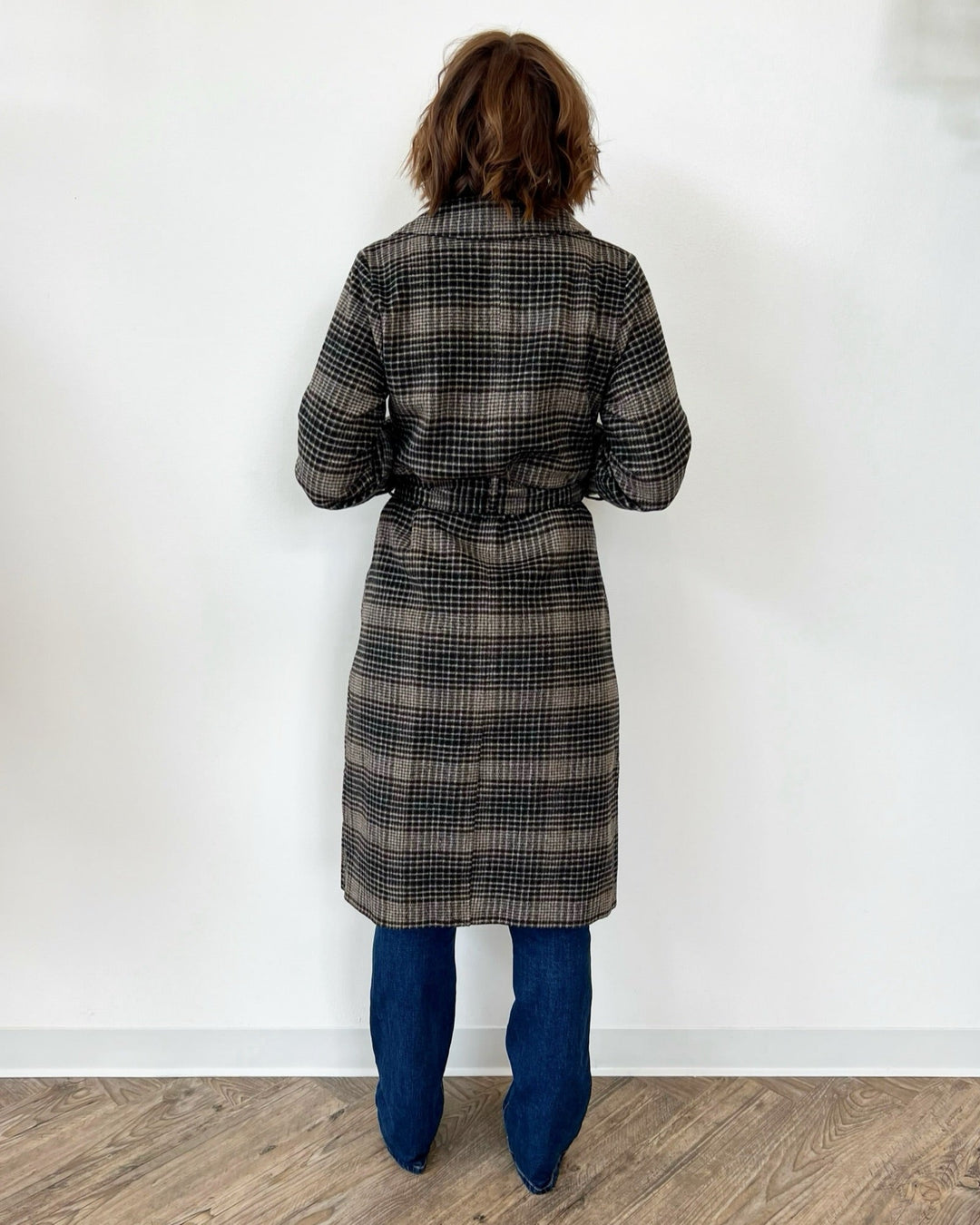 Markel Plaid Trench CoatJacket