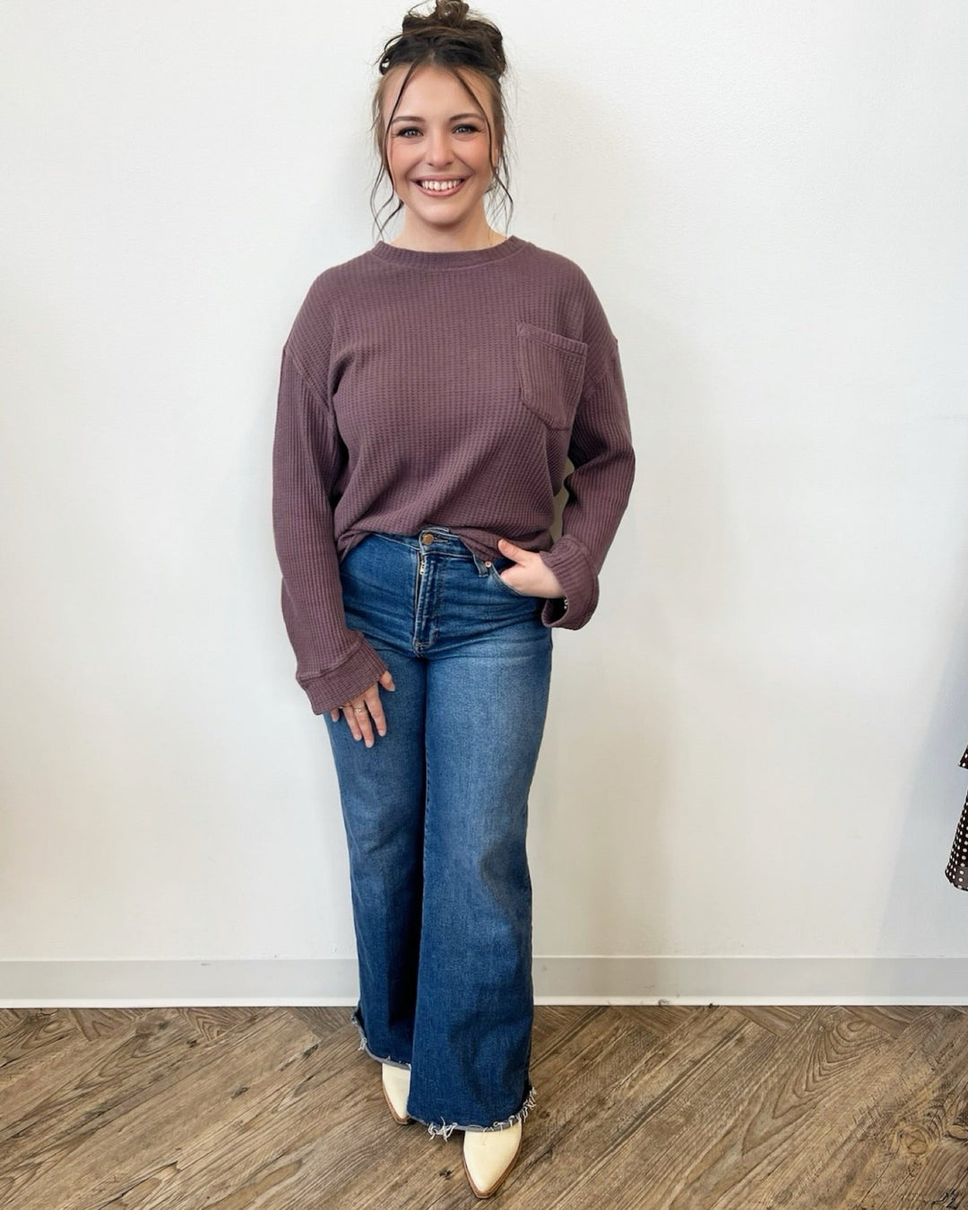 Melbourne Long Sleeve Waffle Knit TopTop