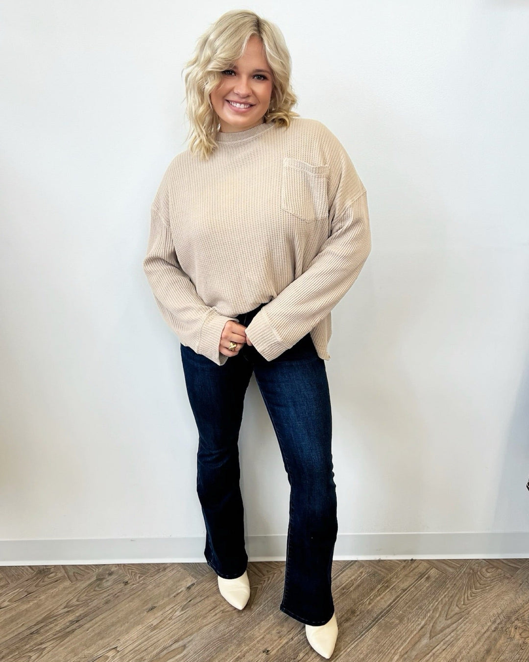 Melbourne Long Sleeve Waffle Knit TopTop