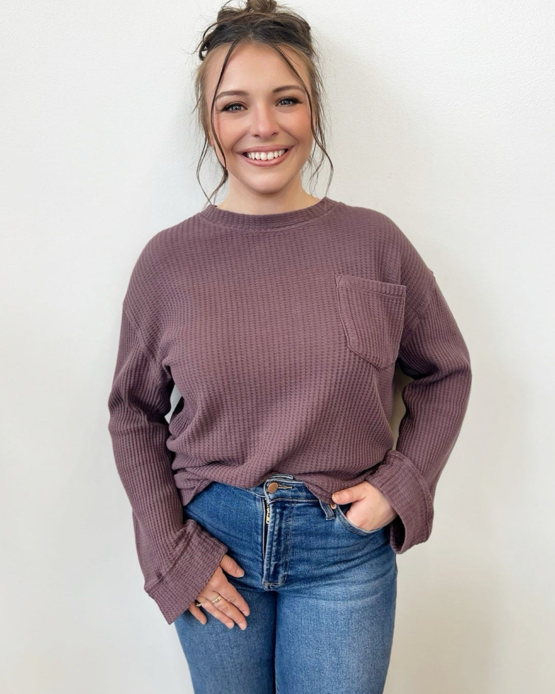 Melbourne Long Sleeve Waffle Knit TopTop