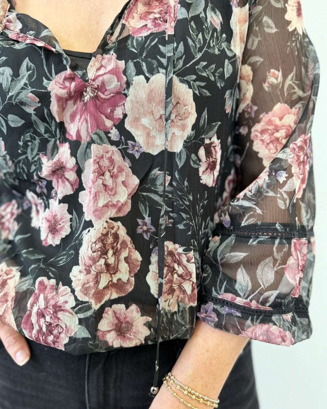 Nikolai Sheer Floral BlouseBlouse