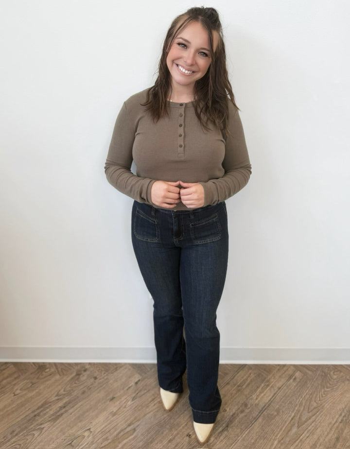 Nixie Long Sleeve Henley Tophenley top