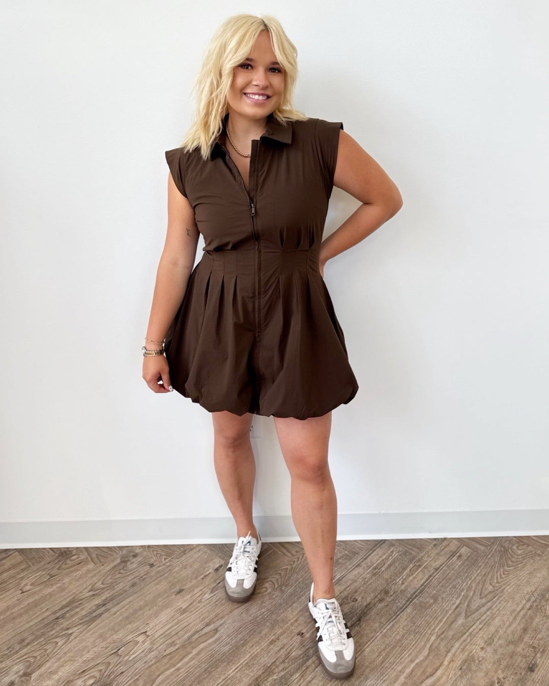 Olsen Collared Mini Dress with Bubble HemDress