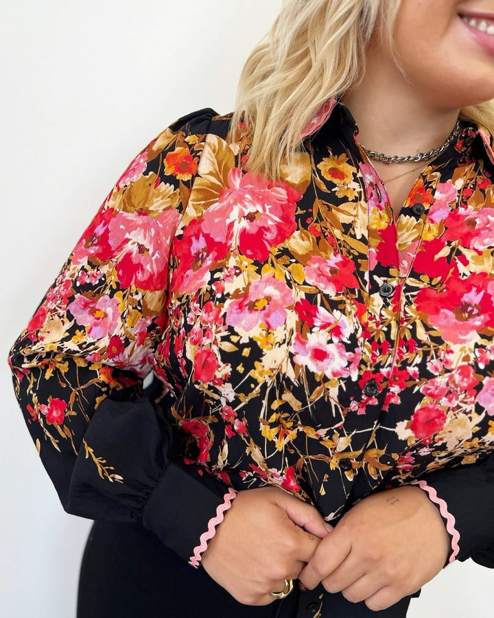 Parker Long Sleeve Blouse with Floral PrintBlouse