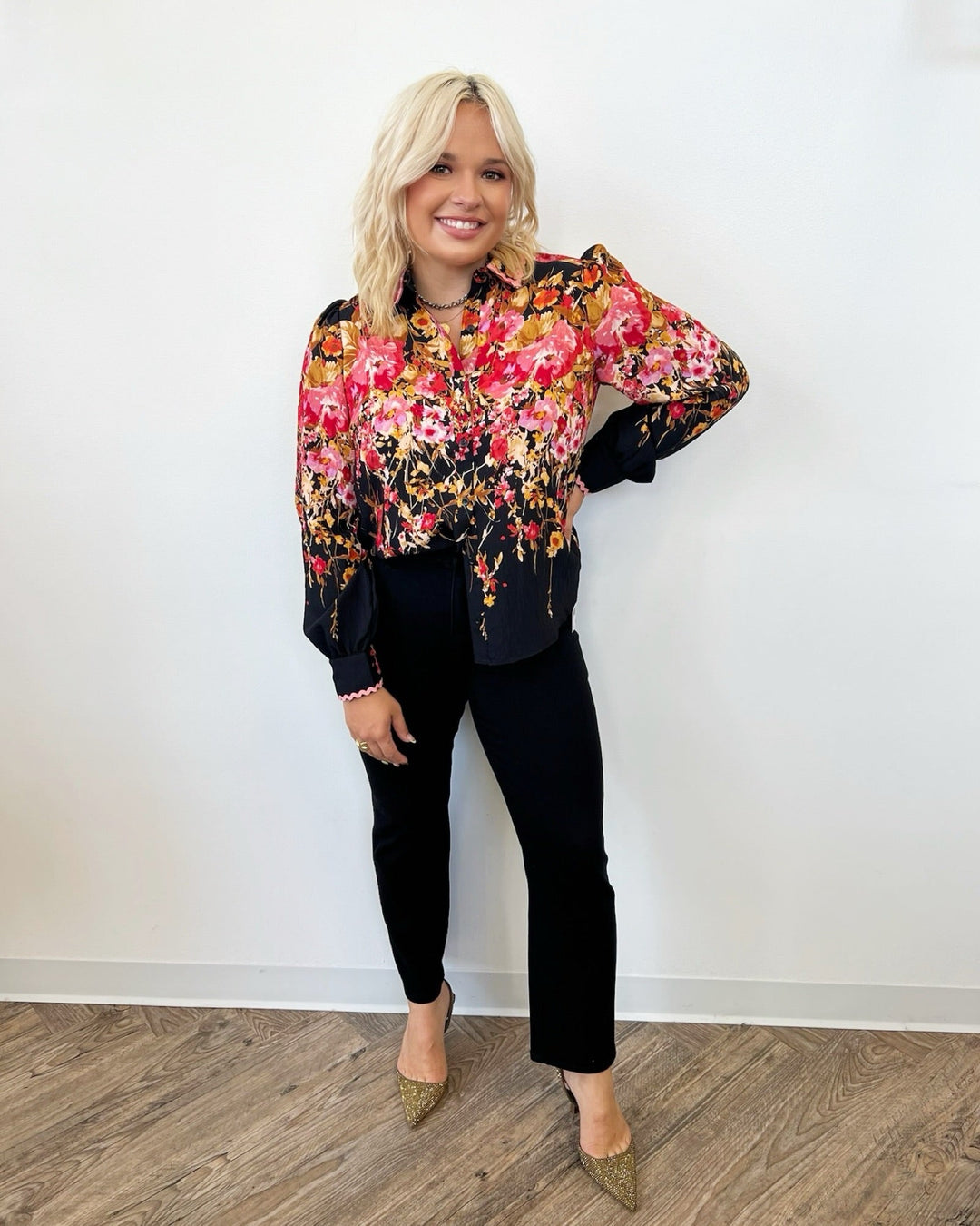 Parker Long Sleeve Blouse with Floral PrintBlouse