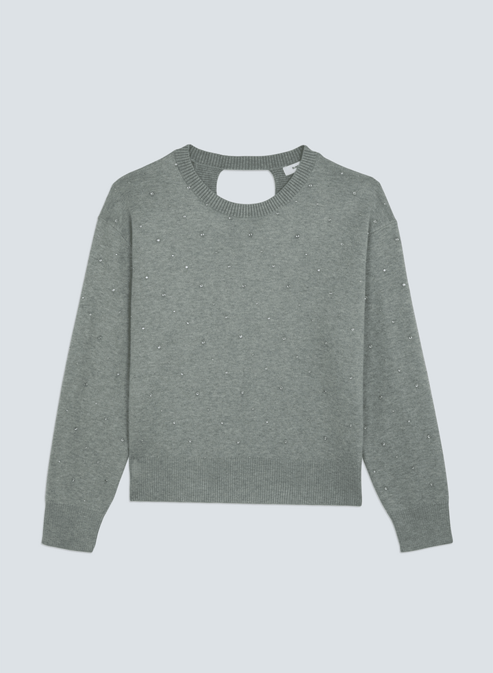Payeti Long Sleeve Rhinestone Knit with Open Backlong sleeve knit