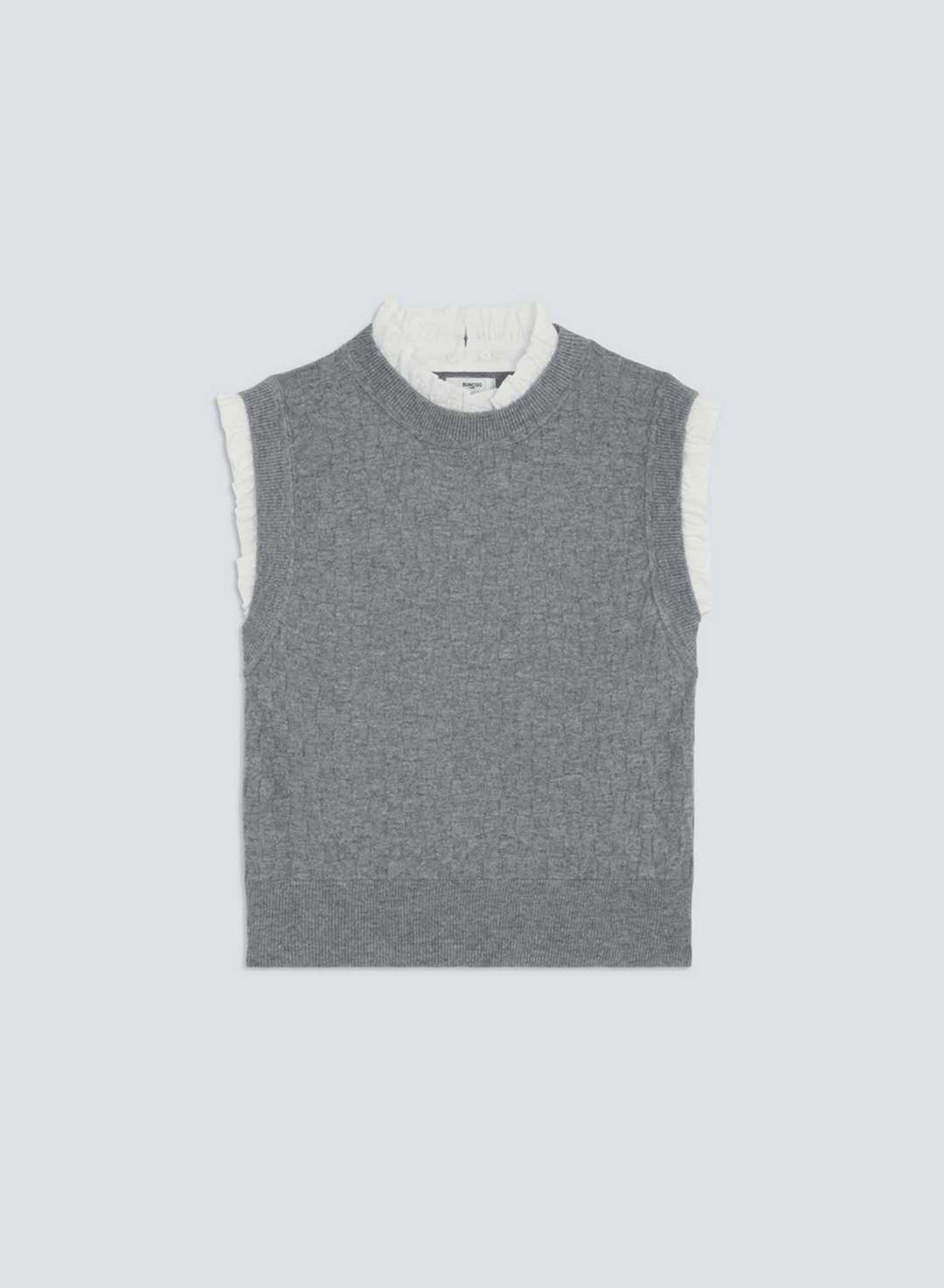 Pireo Short Sleeve Knit with Ruffle Trimsleeveless knit