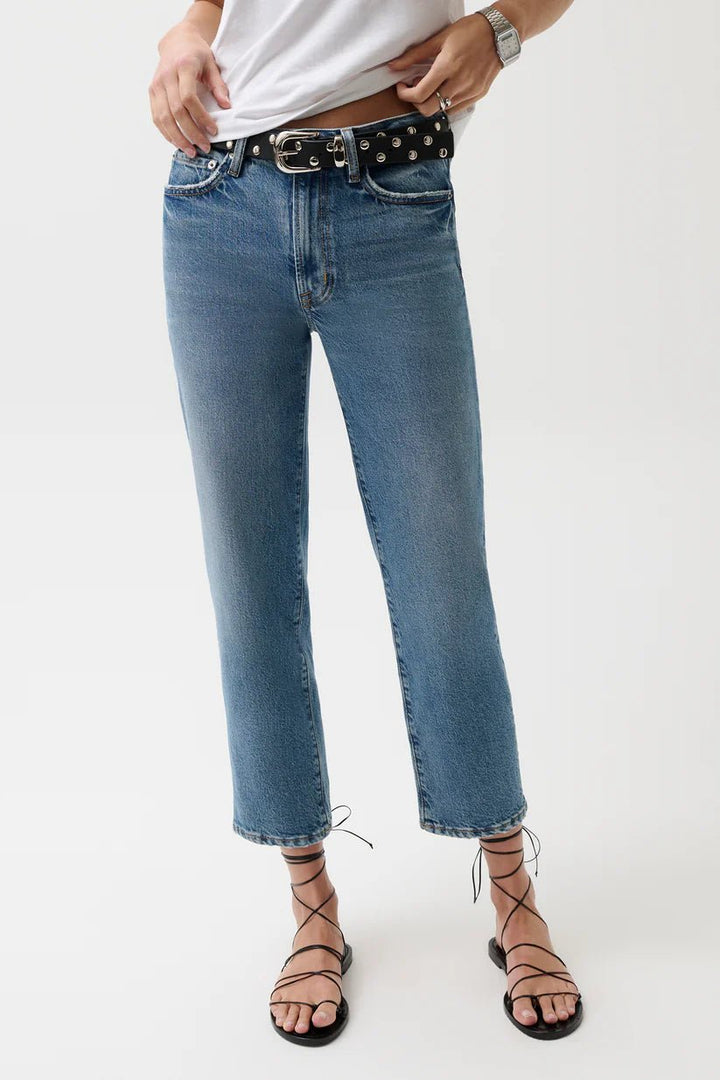 Pistola Aleks Mid Rise Straight Leg Cropped Jeanstraight leg denim
